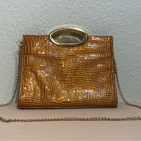 BELLINI Snakeskin Clutch Hand Bag in Yellow Gold - Picture 7 of 10
